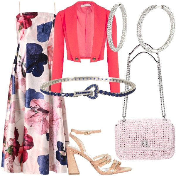 Outfit donna - Abito Midi perfetto per ogni invito spec. Stile Glamour per Cerimonia. Abbinamento con orecchini, braccialetti, vestiti midi/longuette, bolero, sandali col tacco, borse a spalla.