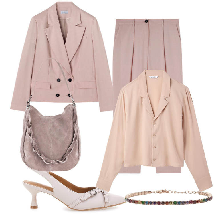 Outfit donna - L eleganza del tailleur. Stile Bon Ton per Ufficio. Abbinamento con borse a mano, camicie, braccialetti, décolleté, blazer, pantaloni.