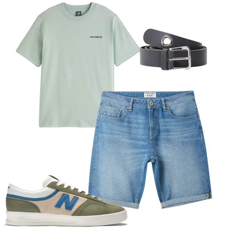 Outfit uomo - Total look #2124926. Stile Casual per Tutti i giorni. Abbinamento con cinture, bermuda, t-shirt, sneakers.