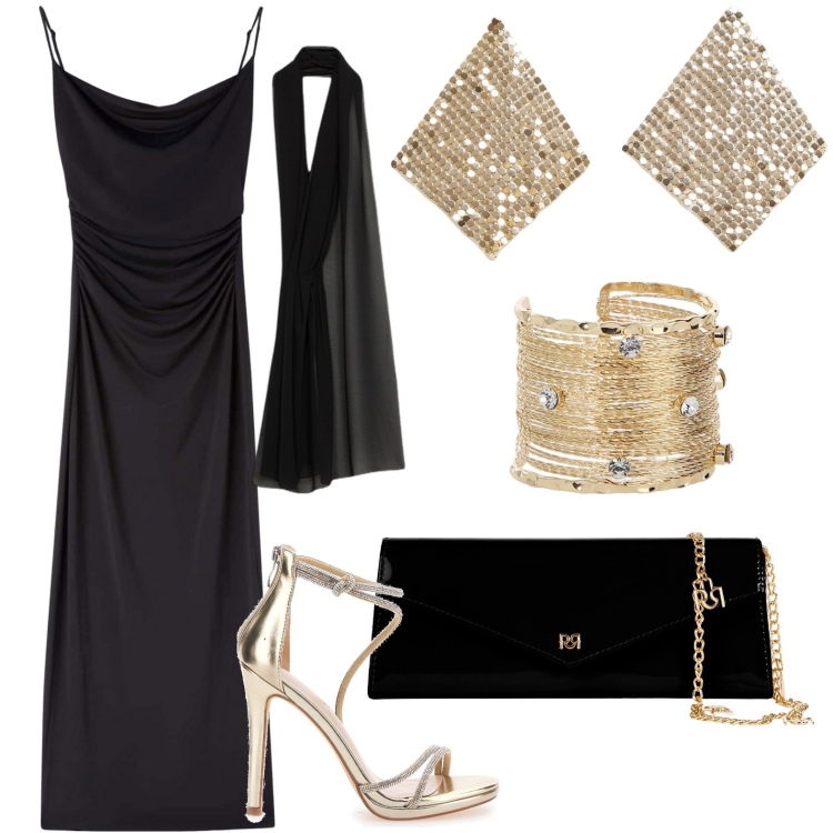 Outfit donna - First Lady. Stile Bon Ton per Cerimonia. Abbinamento con orecchini, vestiti lunghi, pochette, braccialetti, sandali col tacco, stole.