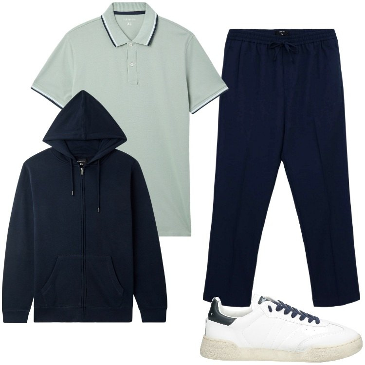 Outfit uomo - Total look #2125040. Stile Casual per Tutti i giorni. Abbinamento con sneakers, polo, felpe con cappuccio, pantaloni.