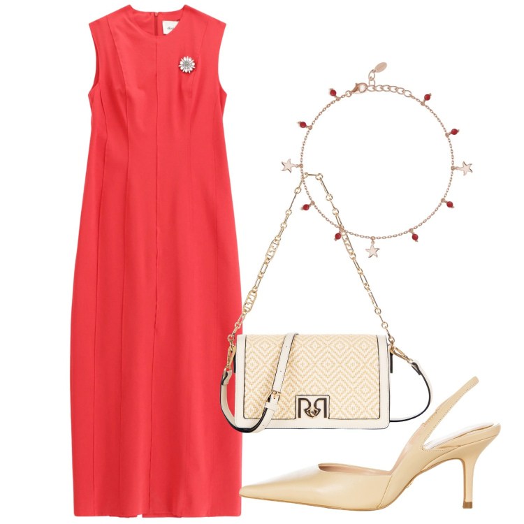 Outfit donna - Speciale Abito Midi - Il vestito perfett. Stile Chic per Cerimonia. Abbinamento con vestiti midi/longuette, braccialetti con ciondoli, décolleté, borse a tracolla.