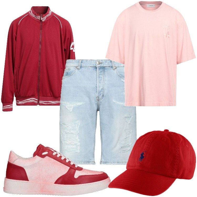 Outfit uomo - Total look #2125128. Stile Casual per Tutti i giorni. Abbinamento con shorts, sneakers, giacche, t-shirt, cappelli.