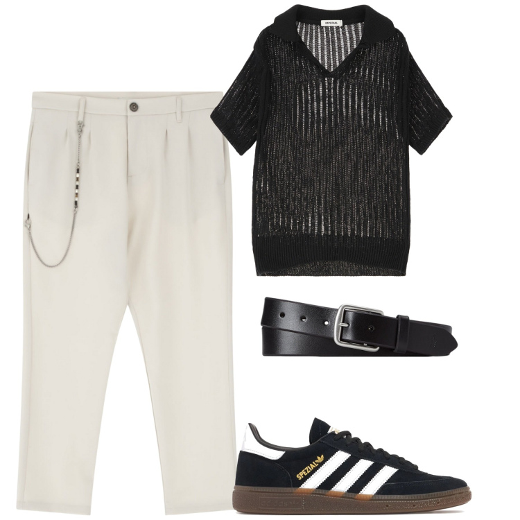 Outfit uomo - City. Stile Casual per Tutti i giorni. Abbinamento con pantaloni, maglieria, cinture, sneakers.