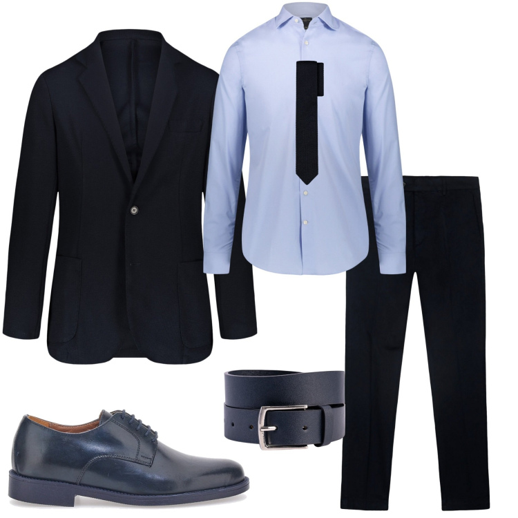 Outfit uomo - Cerimonia a maggio. Stile Business/Elegante per Cerimonia. Abbinamento con scarpe stringate, camicie, giacche, pantaloni chino, cinture, cravatte.
