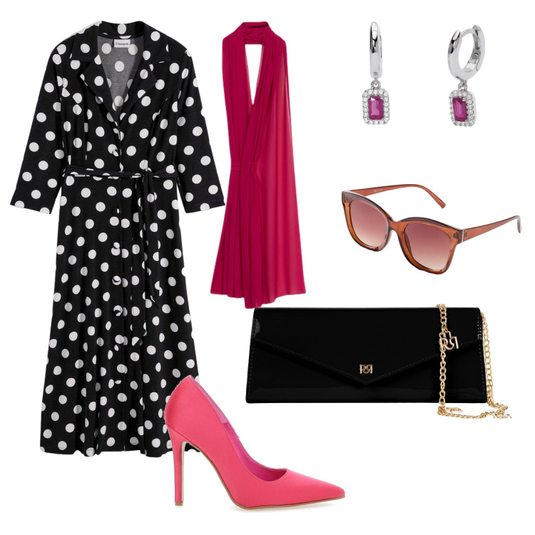 Outfit donna - Compleanno. per Cerimonia. Abbinamento con vestiti chemisier, occhiali da sole, orecchini, pochette, décolleté, stole.