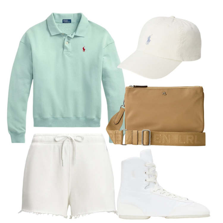 Outfit donna - Short in felpa leggera con coulisse. Stile Basic per Sport. Abbinamento con borse a tracolla, ballerine, shorts, cappelli, polo.