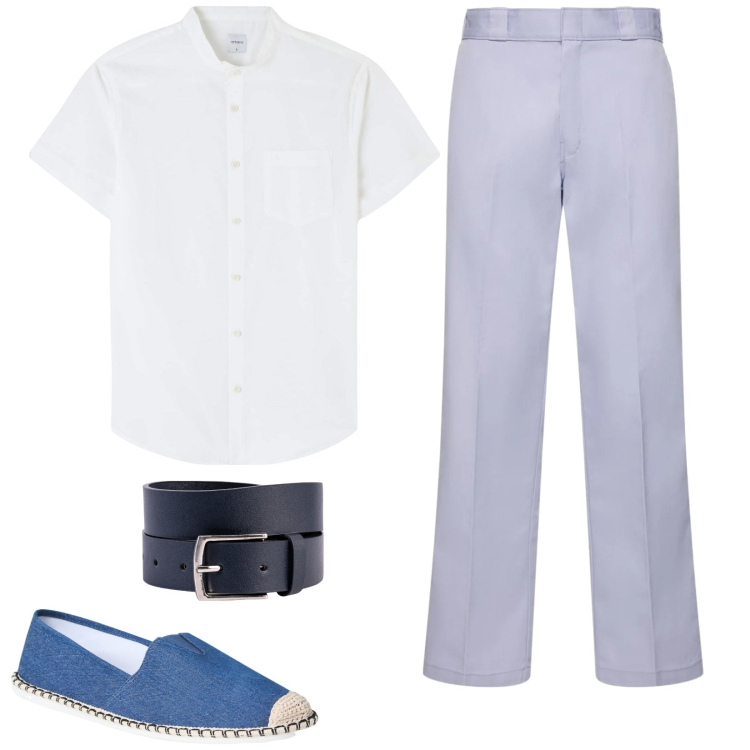 Outfit uomo - Total look #2125551. Stile Casual per Tutti i giorni. Abbinamento con camicie a manica corta, espadrillas, cinture, pantaloni.