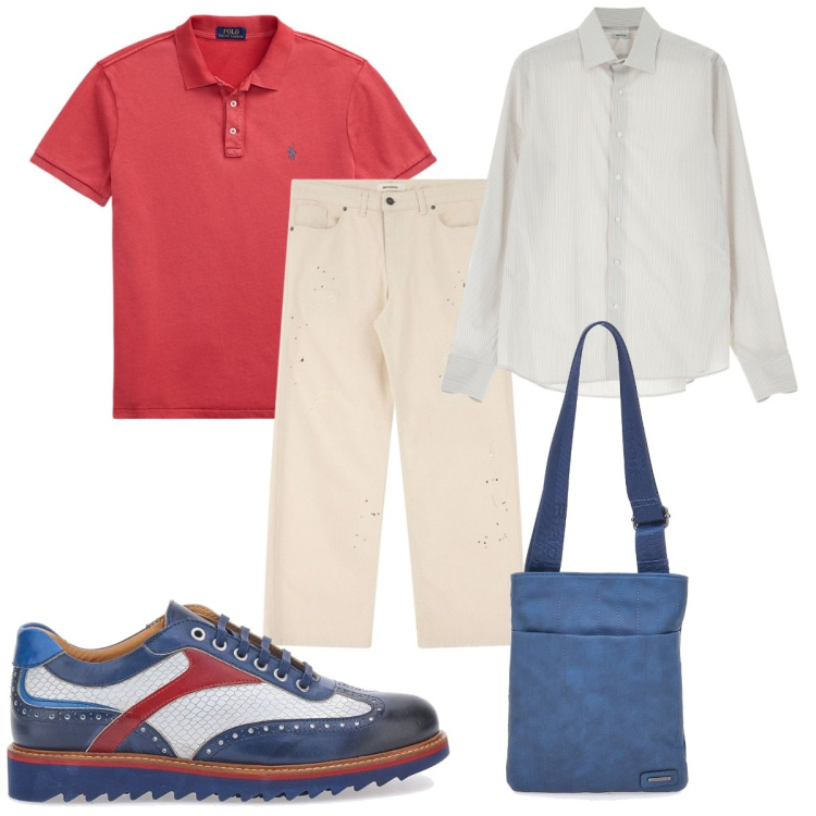 Outfit uomo - Total look #2125604. Stile Trendy per Tutti i giorni. Abbinamento con pantaloni, camicie, polo, portafogli, scarpe stringate.