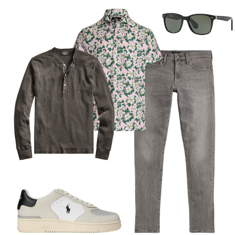 Outfit uomo - City. Stile Casual per Tutti i giorni. Abbinamento con t-shirt, occhiali da sole, jeans, polo, sneakers.