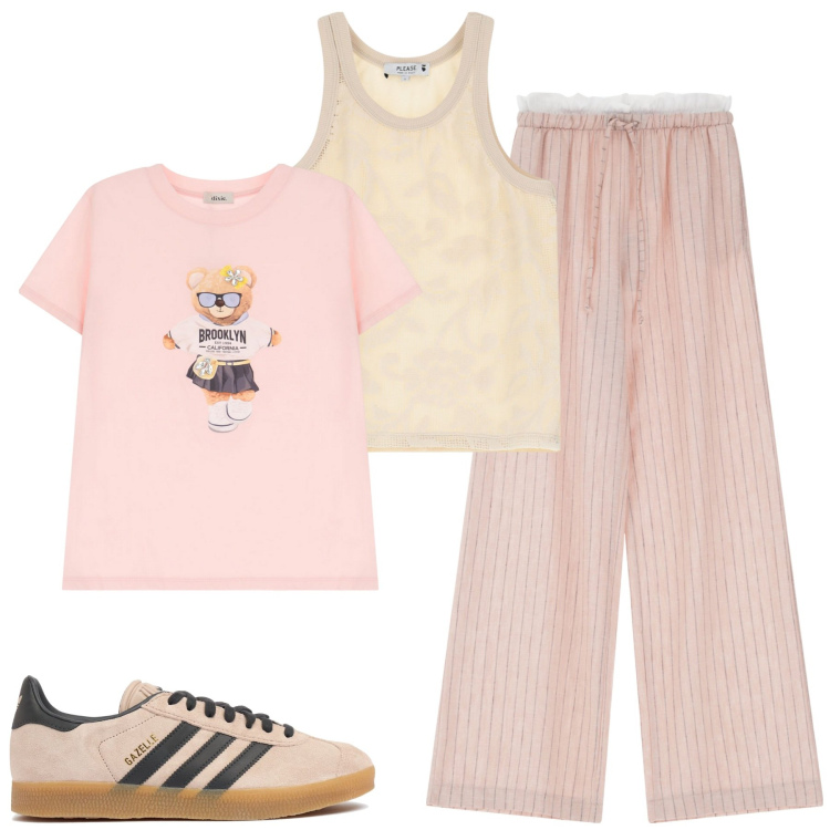 Outfit donna - City. Stile Casual per Tutti i giorni. Abbinamento con top, pantaloni, t-shirt, sneakers.