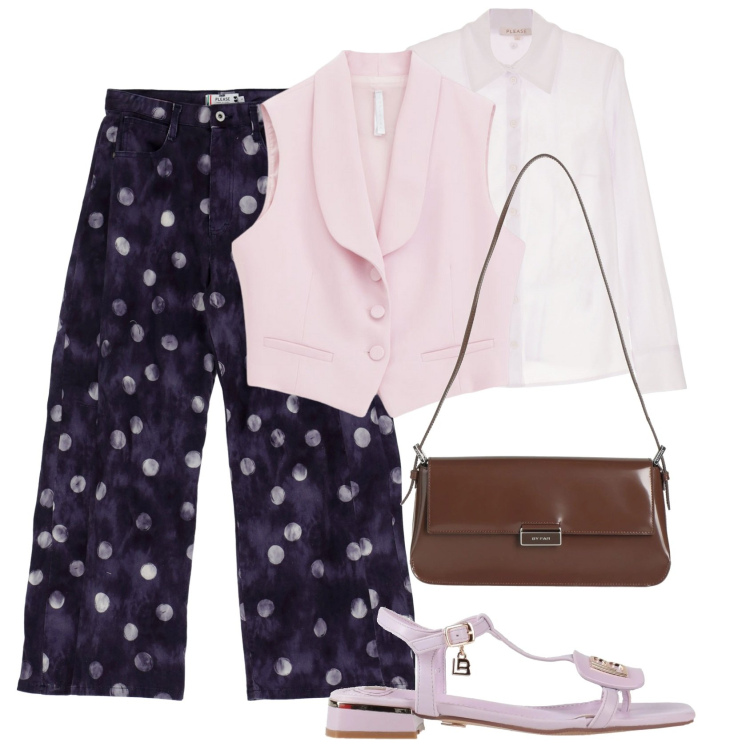 Outfit donna - I jeans a pois. Stile Glamour per Tutti i giorni. Abbinamento con sandali, borse a spalla, camicie, pantaloni, gilet.