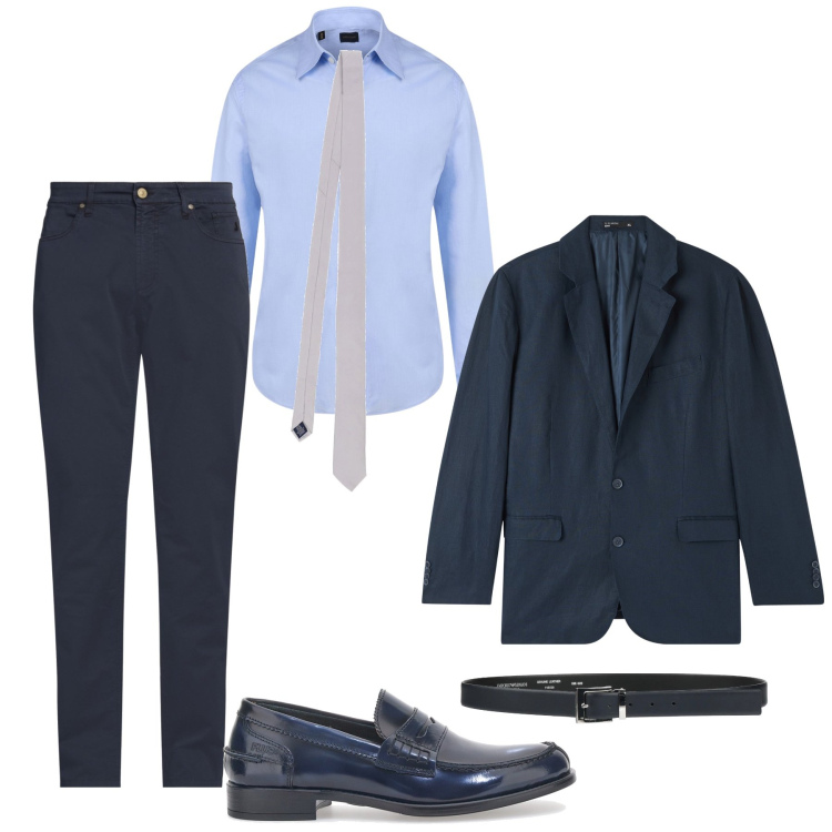 Outfit uomo - Elegante. Stile Business/Elegante per Cerimonia. Abbinamento con pantaloni, cinture, giacche, scarpe stringate, camicie, cravatte.