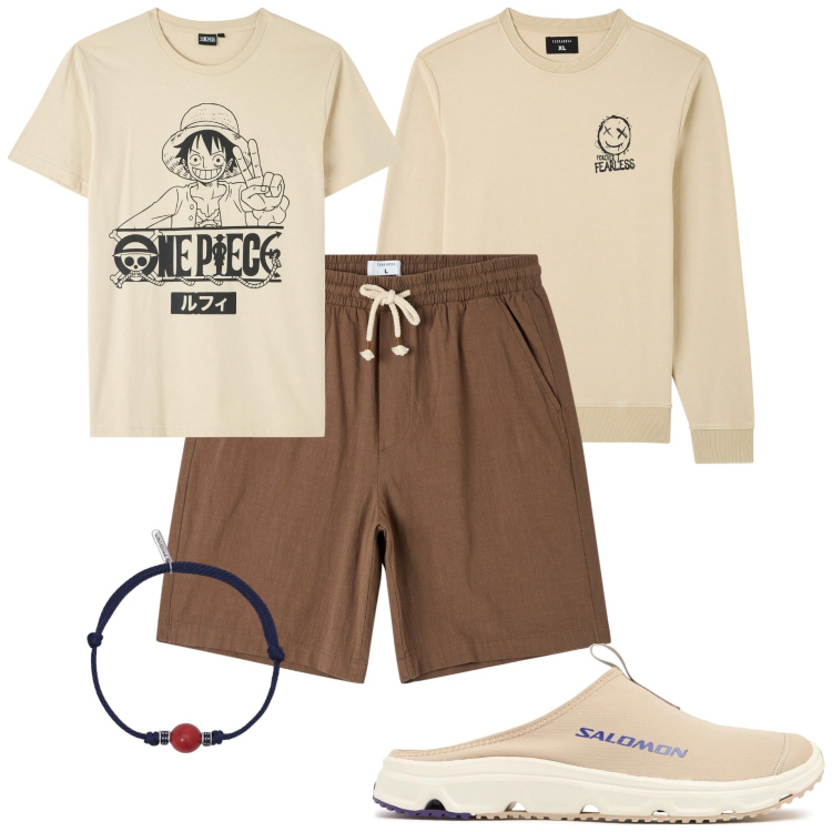Outfit uomo - Se ti piace.. perché no?. Stile Urban per Mare. Abbinamento con felpe, t-shirt, shorts, braccialetti, sneakers.