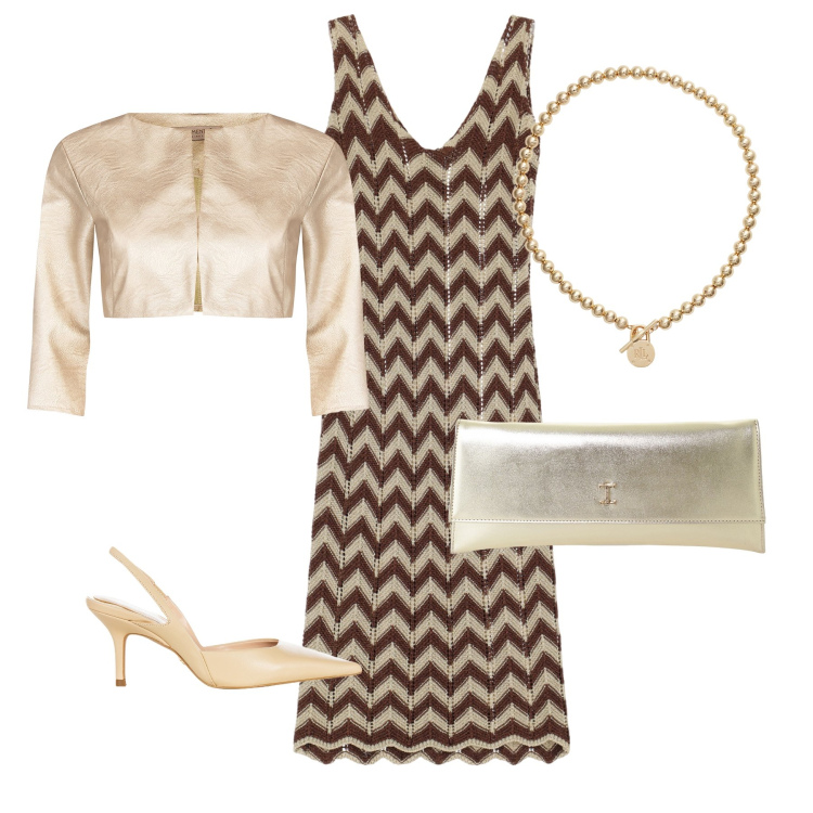Outfit donna - Cerimonia. Stile Vintage retrò per Cerimonia. Abbinamento con bolero, décolleté, vestiti midi/longuette, pochette, collane.
