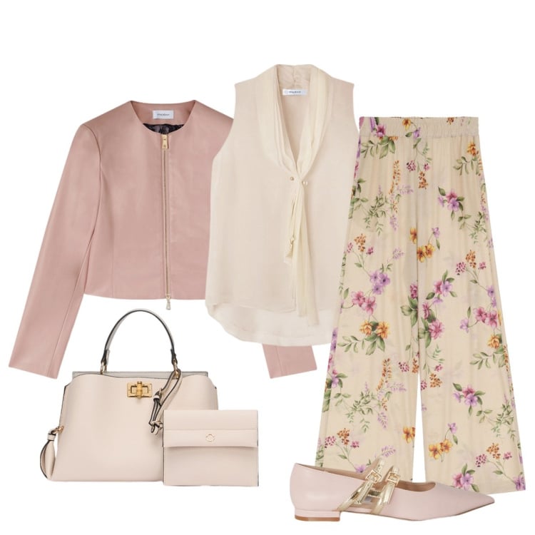 Outfit donna - Colori romantici. Stile Romantica per Tutti i giorni. Abbinamento con pantaloni, bluse, ballerine, blazer, borse a mano.