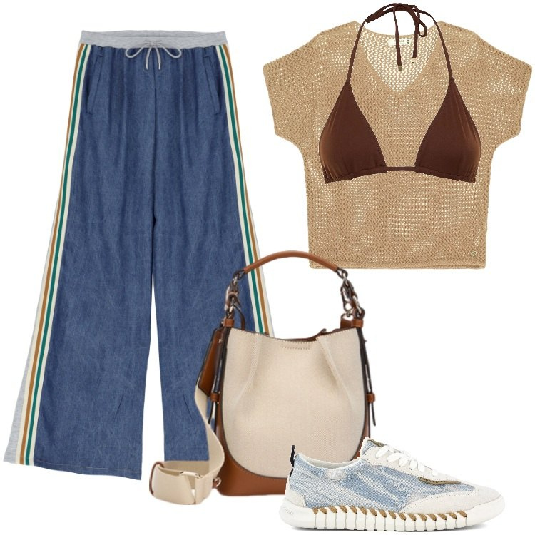 Outfit donna - Total look #2126142. Stile Boho per Mare. Abbinamento con maglieria, jeans, sneakers, bikini, borse a mano.