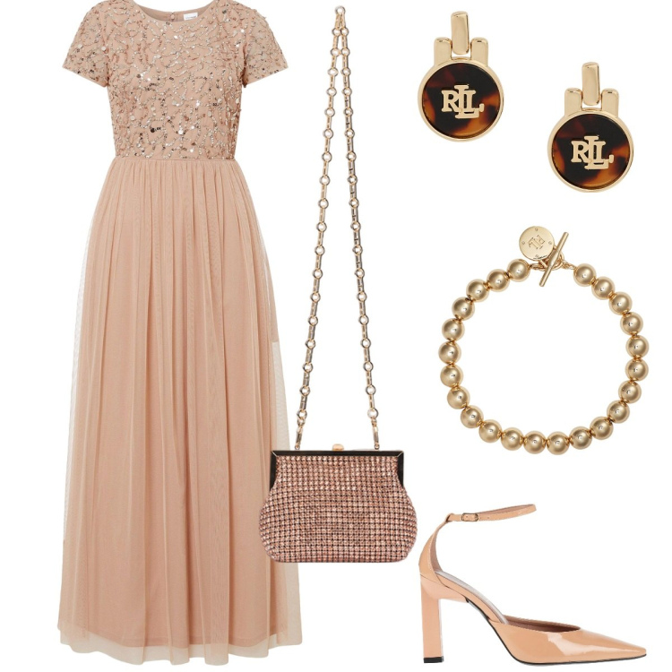 Outfit donna - Mini bag. Stile Romantica per Cerimonia. Abbinamento con vestiti lunghi, décolleté, braccialetti, orecchini, clutch.