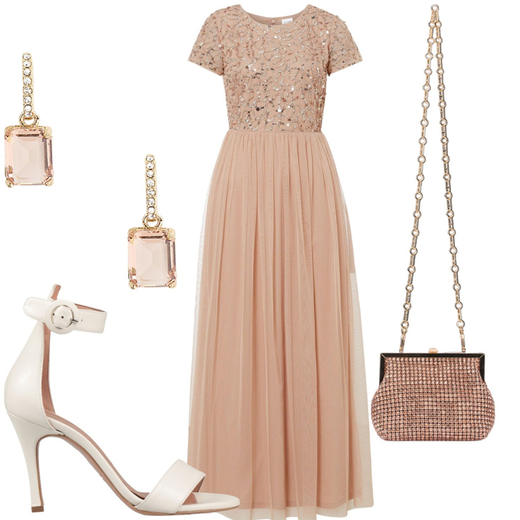 Outfit donna - Bag gioiello. Stile Glamour per Cerimonia. Abbinamento con vestiti lunghi, sandali in pelle, orecchini, clutch.