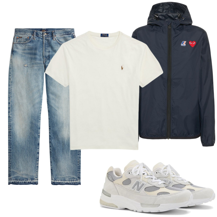 Outfit uomo - Total look #2126273. Stile Casual per Tutti i giorni. Abbinamento con sneakers, t-shirt, jeans dritti, giacche.