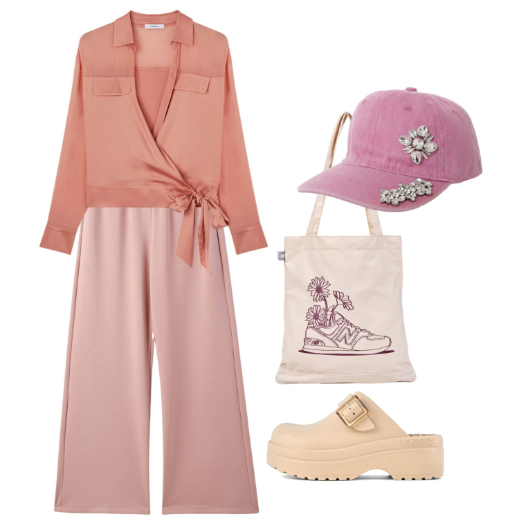 Outfit donna - Tonalità di rosa a maggio - @marystyle. Stile Bon Ton per Scuola/Università. Abbinamento con cappelli, pantaloni, shopping bag, sandali, camicie.