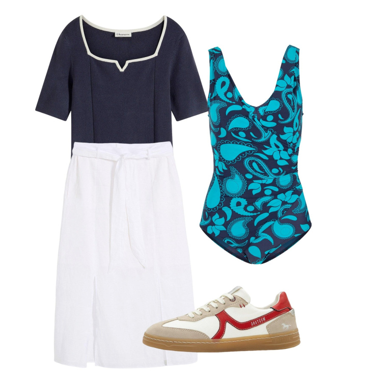 Outfit donna - bonprix - HOT SUMMER VIBES. Stile Basic per Tutti i giorni. Abbinamento con costumi interi, gonne, t-shirt, sneakers.