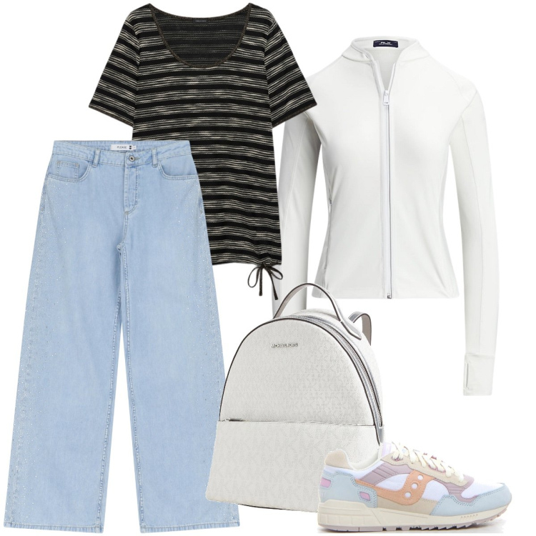 Outfit donna - Le Saucony colorate. Stile Urban per Tutti i giorni. Abbinamento con zaini, jeans, blazer, t-shirt, sneakers.