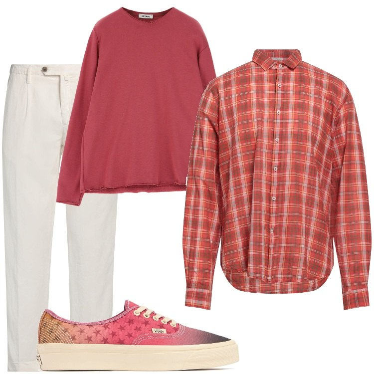 Outfit uomo - Total look #2126607. Stile Casual per Tutti i giorni. Abbinamento con pantaloni chino, camicie, felpe, sneakers.