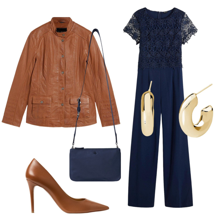 Outfit donna - Bonprix. Stile Vintage retrò per Serata fuori. Abbinamento con tute, blazer, orecchini, borse a tracolla, décolleté.