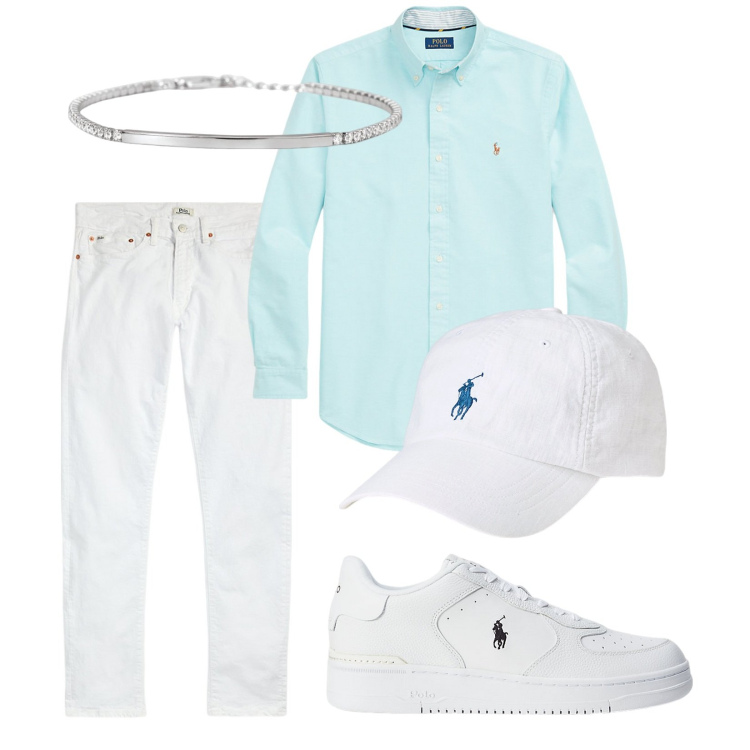 Outfit uomo - Total look #2126655. Stile Casual per Tutti i giorni. Abbinamento con braccialetti, jeans, sneakers, camicie, cappelli.