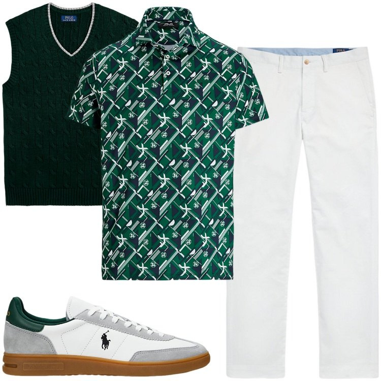Outfit uomo - Total look #2126686. Stile Business/Elegante per Ufficio. Abbinamento con pantaloni, sneakers, maglieria, polo.
