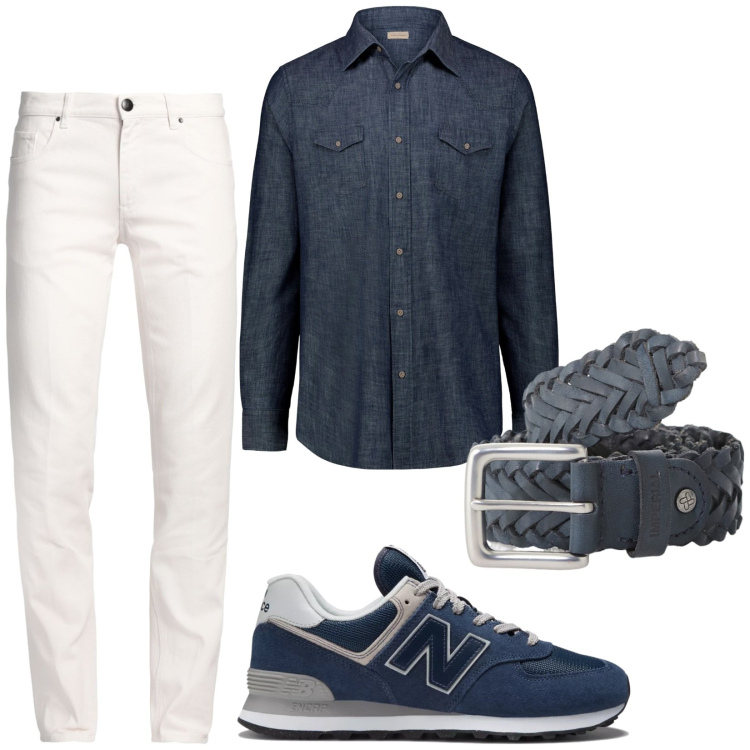 Outfit uomo - Weekend. Stile Casual per Tutti i giorni. Abbinamento con pantaloni, sneakers, cinture, camicie.