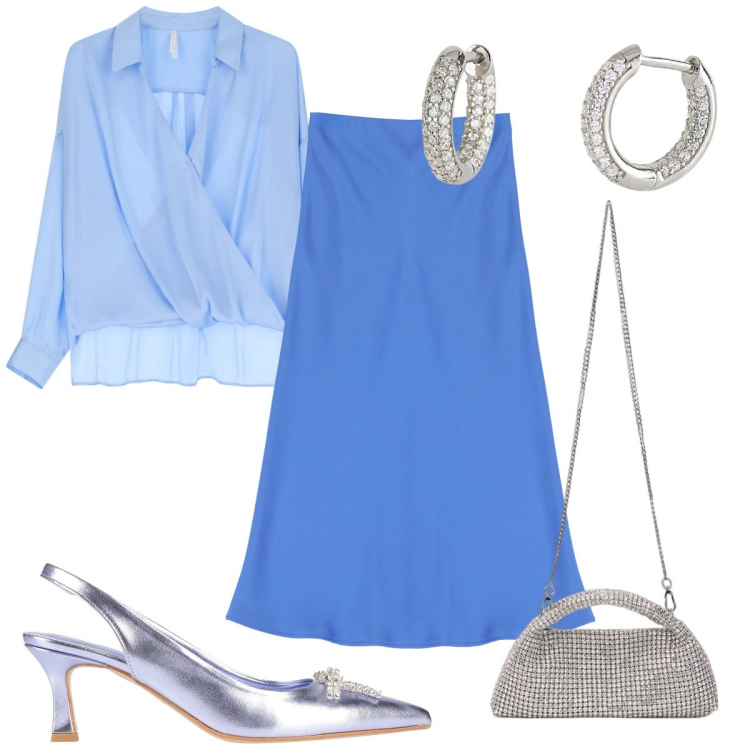 Outfit donna - Speciale mini bag - chic d\'argento. Stile Chic per Cerimonia. Abbinamento con décolleté, orecchini, gonne longuette, bluse, clutch.
