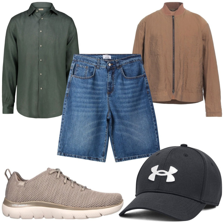 Outfit uomo - Total look #2126848. Stile Trendy per Tutti i giorni. Abbinamento con giacche, bermuda, cappelli, sneakers, camicie.