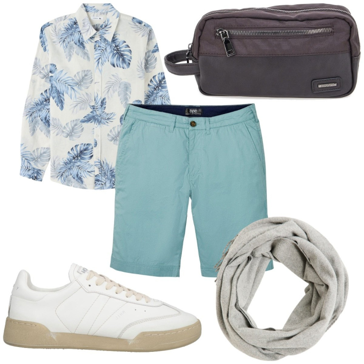 Outfit uomo - Total look #2126850. Stile Trendy per Tutti i giorni. Abbinamento con bermuda, sneakers, sciarpe, camicie, borse sportive.