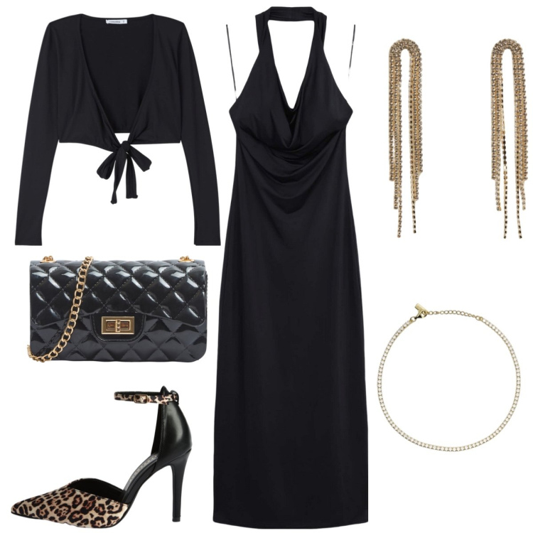 Outfit donna - Total look #2126895. Stile Glamour per Serata fuori. Abbinamento con vestiti lunghi, borse a tracolla, décolleté, blazer, orecchini, braccialetti.