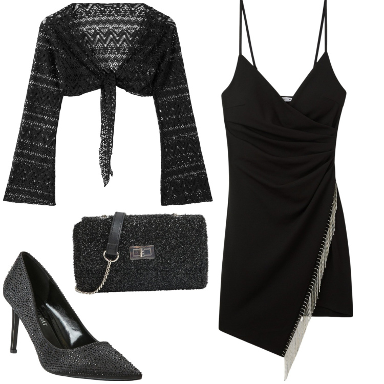 Outfit donna - Terranova - Occasioni Speciali. Stile Chic per Serata fuori. Abbinamento con décolleté, borse a tracolla, vestiti corti, bolero.