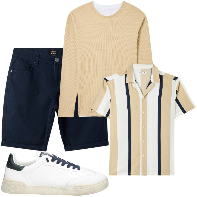 Outfit uomo - Total look #2127031. Stile Casual per Tutti i giorni. Abbinamento con sneakers, maglieria, bermuda, camicie a manica corta.