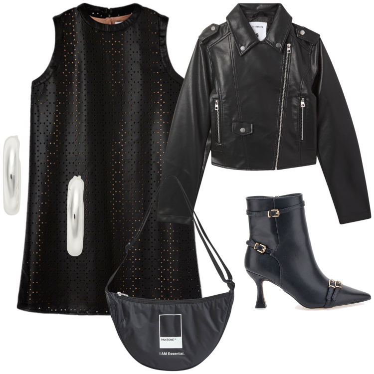 Outfit donna - Ufficio rock. Stile Rock per Ufficio. Abbinamento con giacche, marsupi, orecchini, stivaletti, vestiti a tubino.