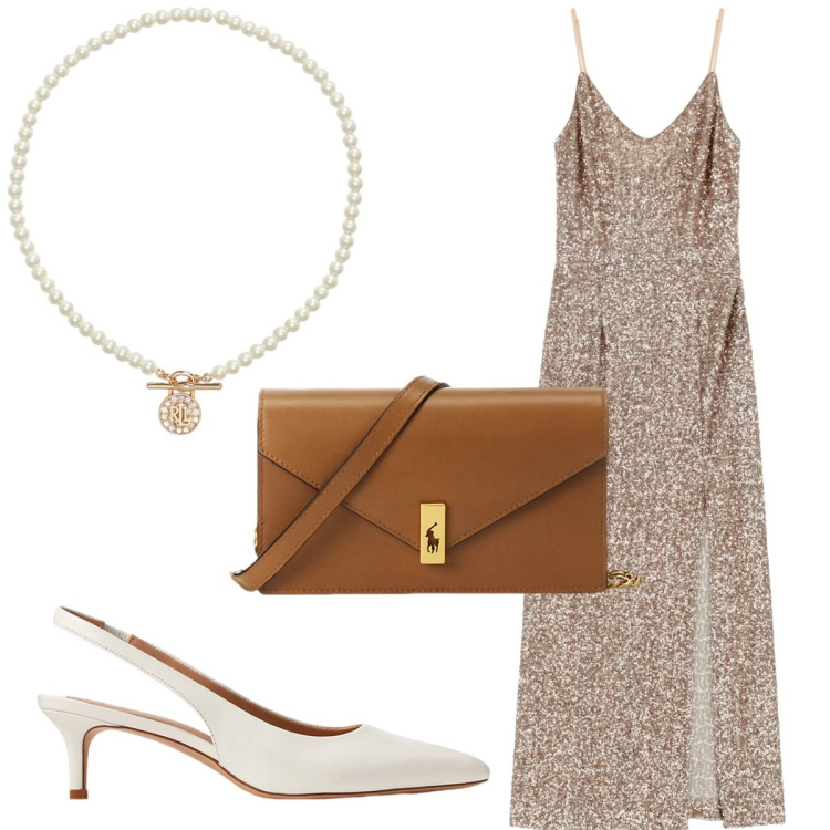 Outfit donna - Total look #2127191. Stile Trendy per Cerimonia. Abbinamento con vestiti lunghi, ciondoli, clutch, décolleté.