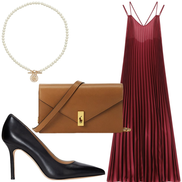 Outfit donna - Total look #2127212. Stile Glamour per Cerimonia. Abbinamento con vestiti lunghi, ciondoli, clutch, décolleté.
