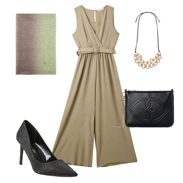 Outfit donna - Total look #2127374. Abbinamento con tute, décolleté, collane, pochette, stole.