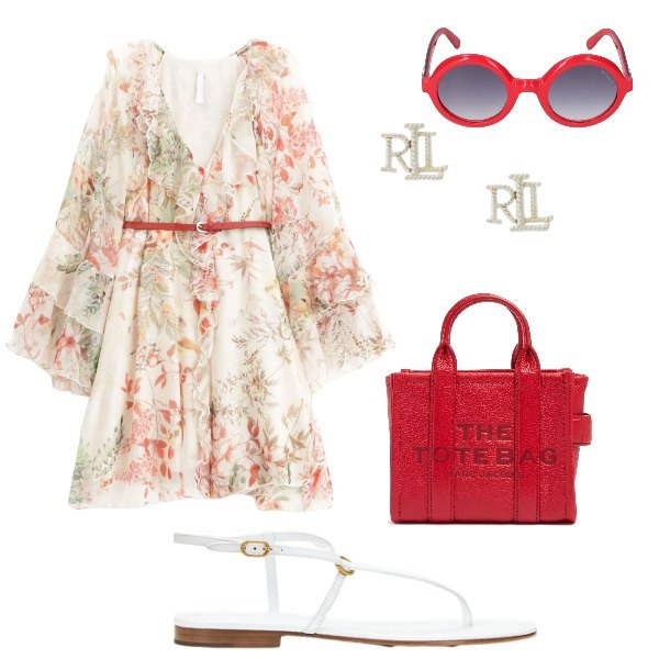 Outfit donna - Estate …. Stile Bon Ton per Serata fuori. Abbinamento con vestiti corti, orecchini, sandali in pelle, borse a tracolla, occhiali da sole.