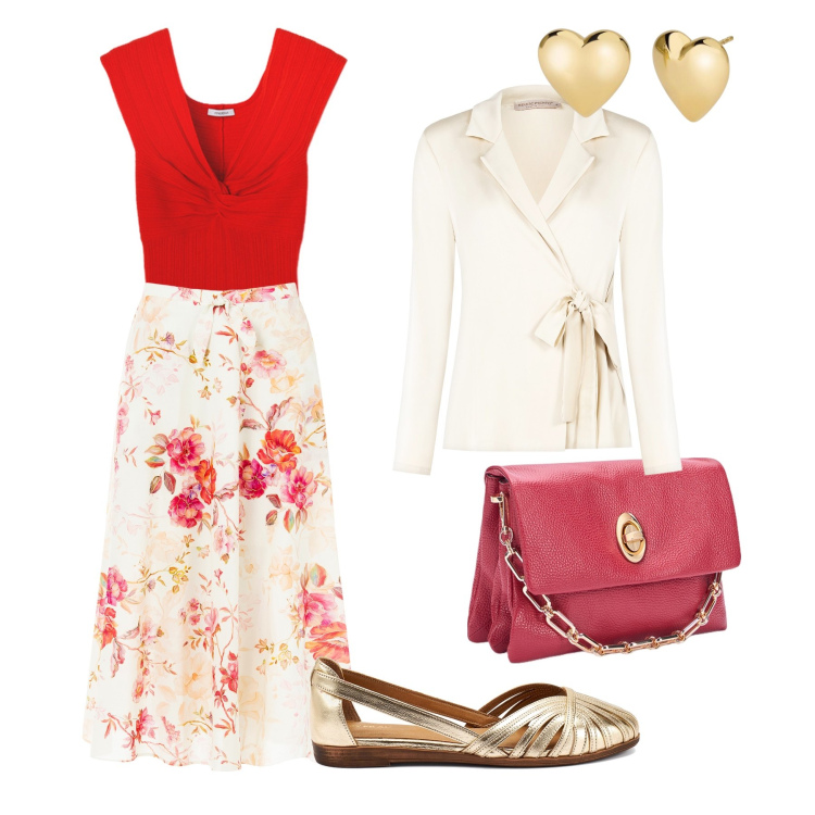 Outfit donna - Fiori per mamma - @ambrosiajsi. Stile Glamour per Tutti i giorni. Abbinamento con orecchini, blazer, gonne longuette, t-shirt, ballerine, borse a tracolla.