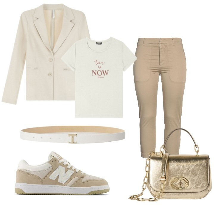 Outfit donna - happy hour time!. Stile Casual per Tutti i giorni. Abbinamento con pantaloni, sneakers, cinture, blazer, t-shirt, borse a tracolla.