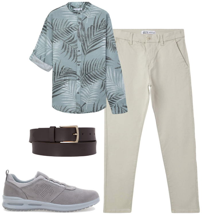 Outfit uomo - La camicia stilosa. Stile Trendy per Tutti i giorni. Abbinamento con pantaloni chino, camicie, cinture, sneakers.