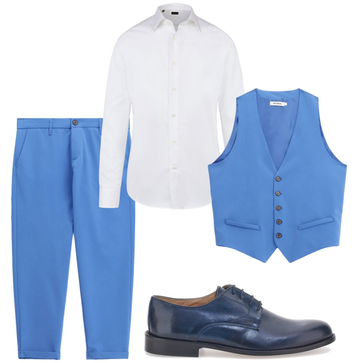 Outfit uomo - Elegante con brio. Stile Business/Elegante per Serata speciale. Abbinamento con gilet, pantaloni, camicie, scarpe stringate.