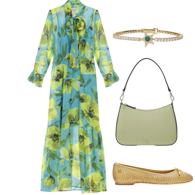 Outfit donna - Giungla cittadina - @pamela. Stile Romantica per Serata fuori. Abbinamento con braccialetti, vestiti lunghi, borse a spalla, ballerine.