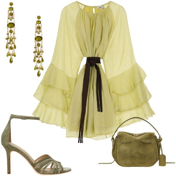 Outfit donna - Bantoa - Cerimonia con stile. Stile Romantica per Cerimonia. Abbinamento con vestiti corti, sandali in pelle, borse a mano, orecchini.