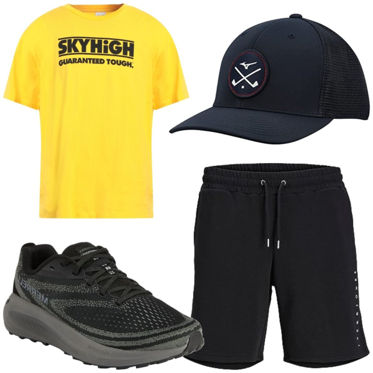 Outfit homme - Casual #8559. Style Casual pour Sport. Assortir avec t-shirts, short, bottes et bottines, chapeaux avec visière.